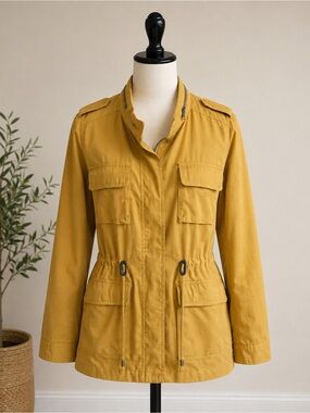 Love Tree Mustard Utility Jacket with Drawstring Waist